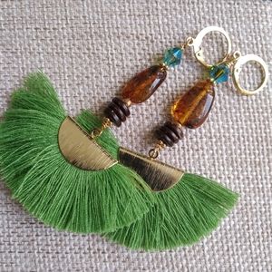 Amber • Coconut Shell • Swarovski Trendy Earrings